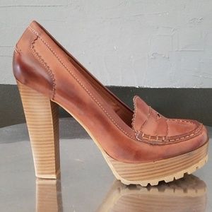 MIA Brown Platform Heeled Pennyloafers